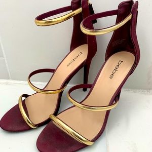Beautiful Wine and gold Bebe shoes size 9